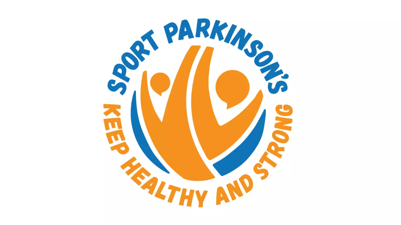 An image of the Sport Parkinson's logo. The logo is in orange and blue, and the logo says "Sport Parkinson's. Keep Health and Strong