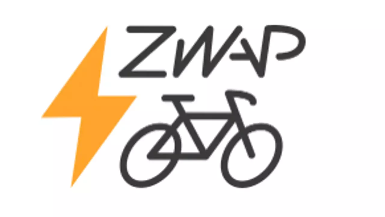 An image of the Zwap logo featuring a cartoon bicycle in black with 'Zwap' written above it and an orange lightning bolt to the left of the logo. 