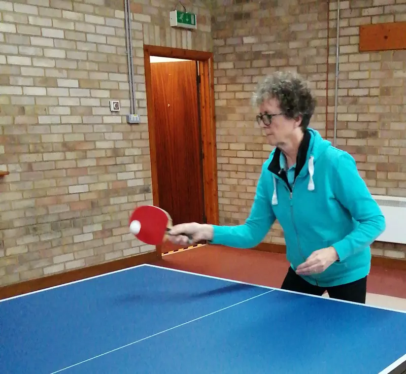 Liz playing table tennis